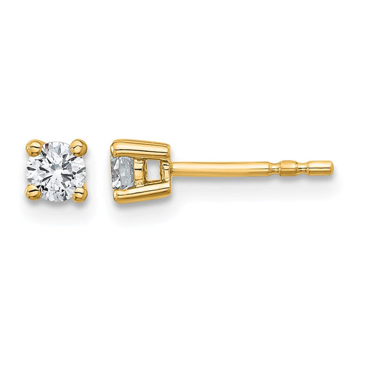 14K Yellow Gold 1/3 Ctw Lab Grown Diamond Vs+ F+ Round 4 Prong Heavy Wt. Stud Earrings