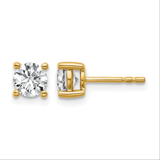 14K Yellow Gold 1 Ctw Lab Grown Diamond Vs+ F+ Round 4 Prong Heavy Wt. Stud Earrings