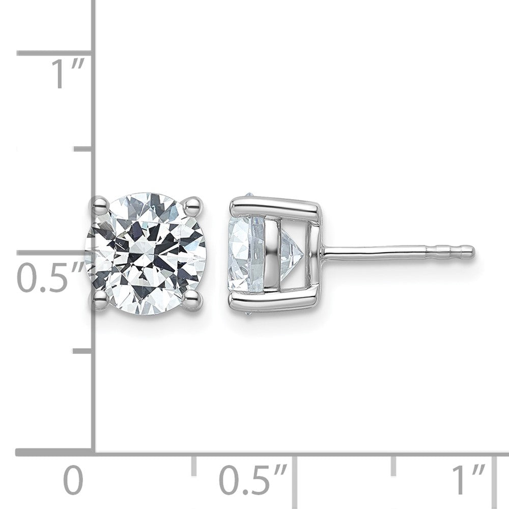 14K White Gold 4 Ctw Lab Grown Diamond Vs+ F+ Round Prong Heavy Wt. Stud Earrings