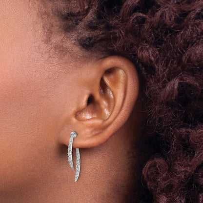 14k White Gold 5/8 Ct. Lab Grown Diamond VS/SI+ G+ Front and Back Dangle Post Earrings