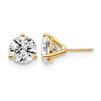 14K Yellow Gold 6 Ctw Lab Grown Diamond Vs+ F+ Round 3 Prong Heavy Wt. Stud Earrings