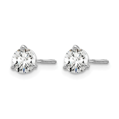 14K White Gold 3/4 Ctw Lab Grown Diamond Vs+ F+ Round 3 Prong Heavy Wt. Screwback Stud Earrings