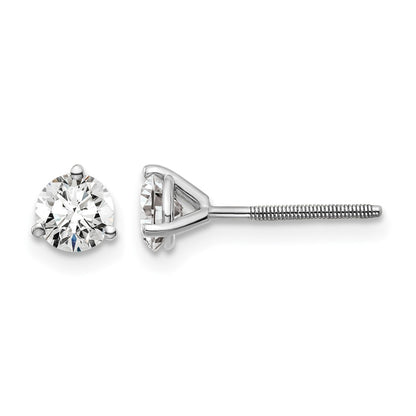 14K White Gold 3/4 Ctw Lab Grown Diamond Vs+ F+ Round 3 Prong Heavy Wt. Screwback Stud Earrings