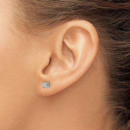 14K White Gold 1/3 Ctw Lab Grown Diamond Vs+ F+ Princess 4 Prong Heavy Wt. Stud Earrings