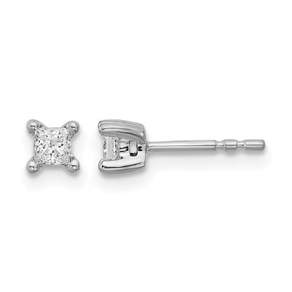 14K White Gold 1/3 Ctw Lab Grown Diamond Vs+ F+ Princess 4 Prong Heavy Wt. Stud Earrings