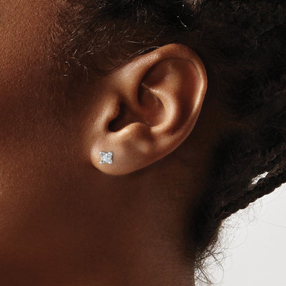 14k White Gold 1/2 ctw Certified Lab Grown Diamond VS/SI+ G+ Princess 4 Prong Heavy Wt. Stud Earrings