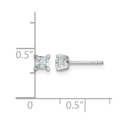14k White Gold 1/2 ctw Certified Lab Grown Diamond VS/SI+ G+ Princess 4 Prong Heavy Wt. Stud Earrings