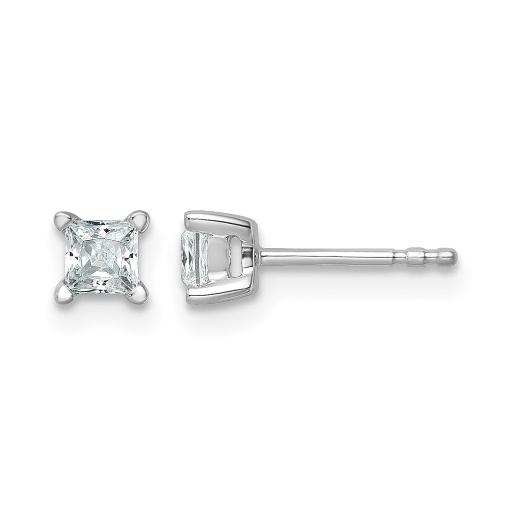 14k White Gold 1/2 ctw Certified Lab Grown Diamond VS/SI+ G+ Princess 4 Prong Heavy Wt. Stud Earrings