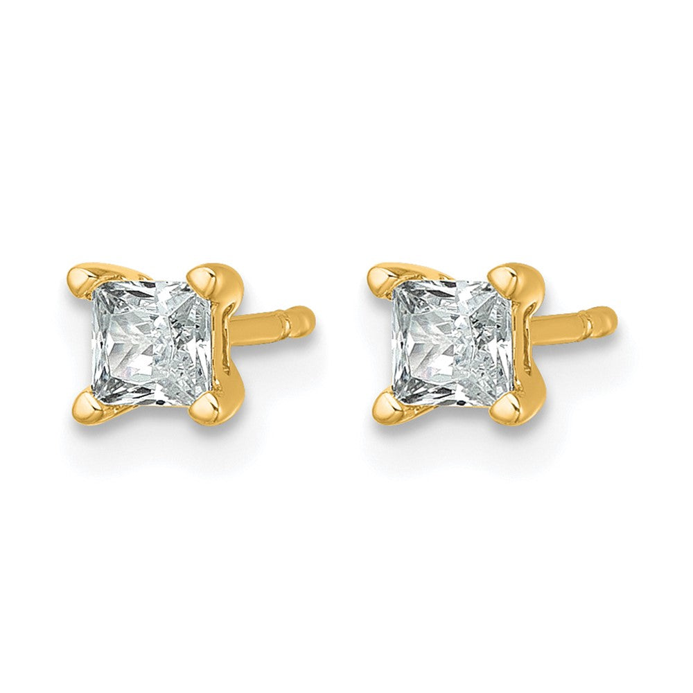 14K Yellow Gold 1/2 Ctw Certified Lab Grown Diamond Vs+ F+ Princess 4 Prong Heavy Wt. Stud Earrings