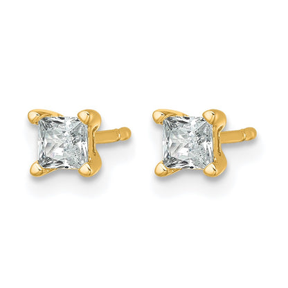 14K Yellow Gold 1/2 Ctw Certified Lab Grown Diamond Vs+ F+ Princess 4 Prong Heavy Wt. Stud Earrings