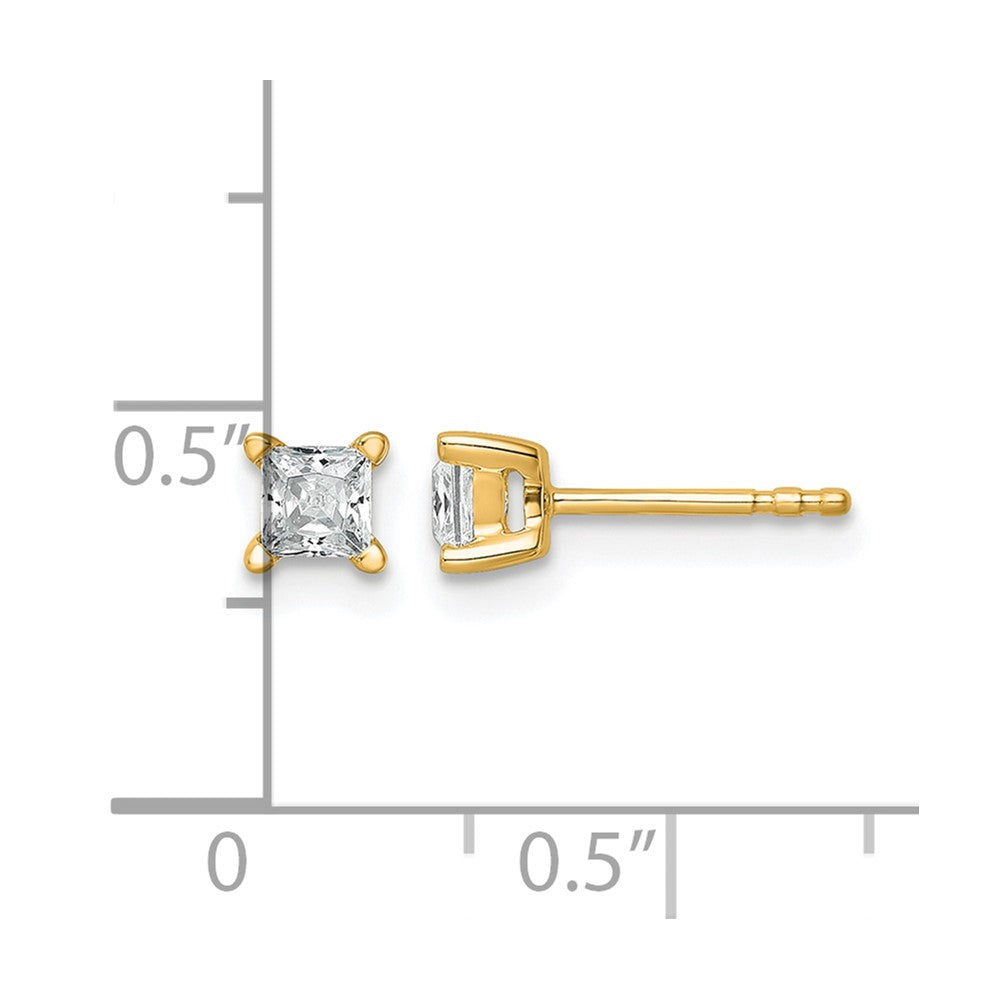 14K Yellow Gold 1/2 Ctw Certified Lab Grown Diamond Vs+ F+ Princess 4 Prong Heavy Wt. Stud Earrings