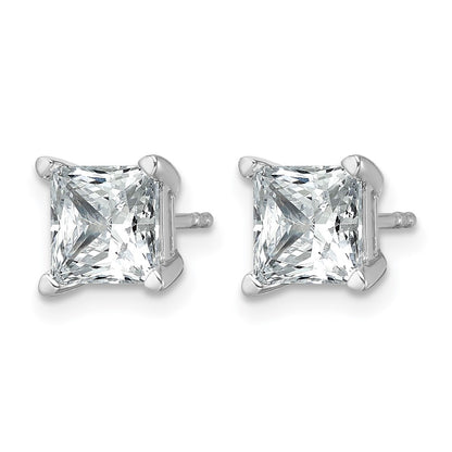 14K White Gold 3 Ctw Certified Lab Grown Diamond Vs+ F+ Princess 4 Prong Heavy Wt. Stud Earrings