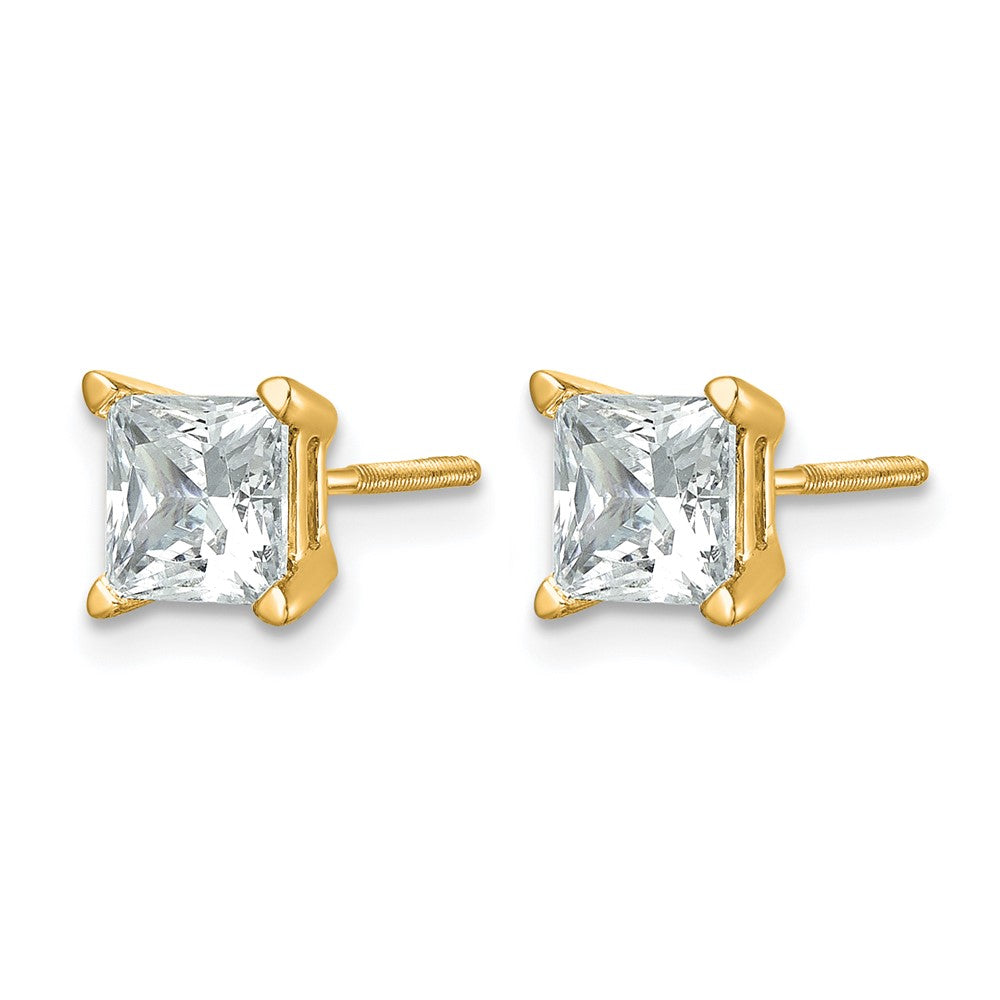 14K Yellow Gold 2 Ctw Certified Lab Grown Diamond Vs+ F+ Princess 4 Prong Heavy Wt. Stud Earrings