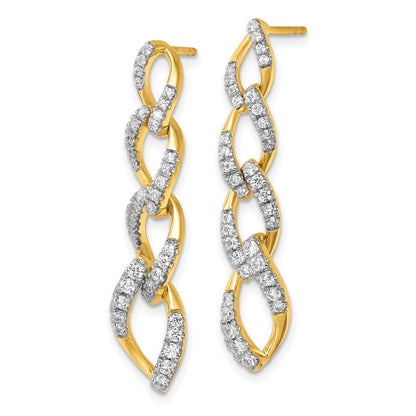 14k Yellow Gold Lab Grown Diamond VS/SI+ G+ Twisted Link Post Dangle Earrings