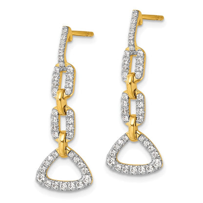 14k Yellow Gold Lab Grown Diamond VS/SI+ G+ Fancy Post Dangle Earrings