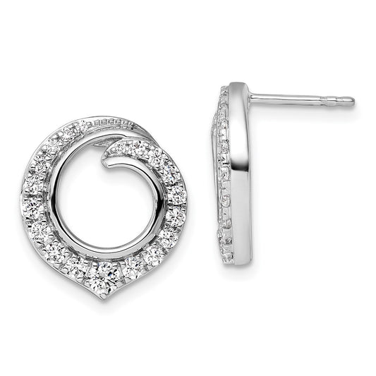14k White Gold 1 Ct. Lab Grown Diamond VS/SI+ G+ Circle Post Earrings