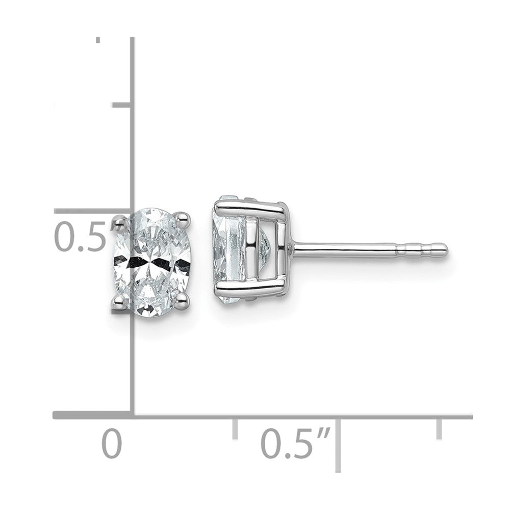 14K White Gold 1 Ctw Lab Grown Diamond Vs+ F+ Oval 4 Prong Heavy Wt. Stud Earrings