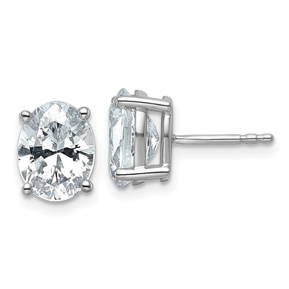 14K White Gold 3 Ctw Lab Grown Diamond Vs+ F+ Oval 4 Prong Heavy Wt. Stud Earrings