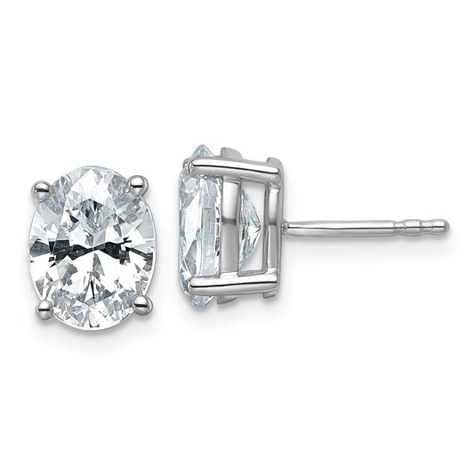 14K White Gold 3 Ctw Lab Grown Diamond Vs+ F+ Oval 4 Prong Heavy Wt. Stud Earrings