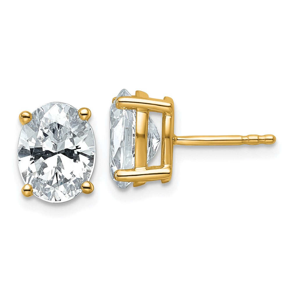 14K Yellow Gold 3 Ctw Lab Grown Diamond Vs+ F+ Oval 4 Prong Heavy Wt. Stud Earrings