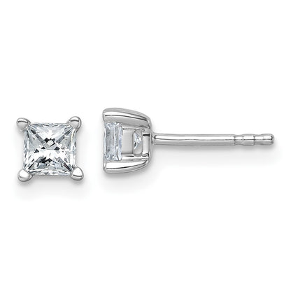 14K White Gold 3/4 Ctw Lab Grown Diamond Vs+ F+ Princess 4 Prong Heavy Wt. Stud Earrings