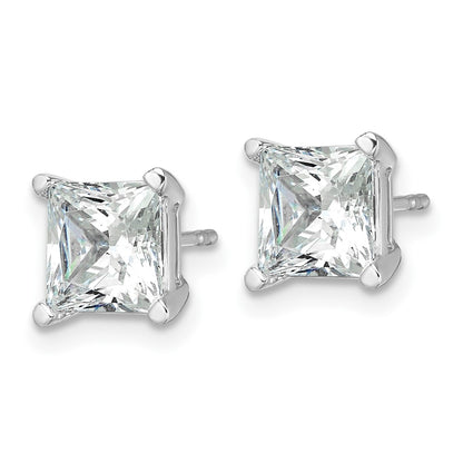 14K White Gold 4 Ctw Lab Grown Diamond Vs+ F+ Princess Prong Heavy Wt. Stud Earrings