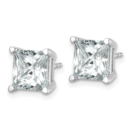 14K White Gold 6 Ctw Lab Grown Diamond Vs+ F+ Princess 4 Prong Heavy Wt. Stud Earrings