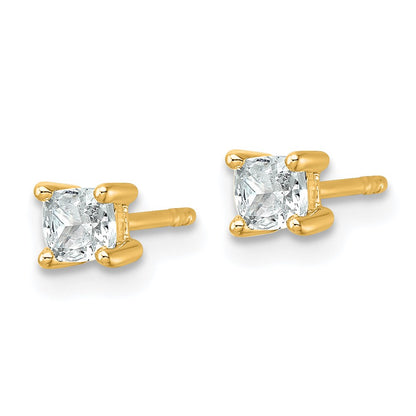 14K Yellow Gold 1/2 Ctw Lab Grown Diamond Vs+ F+ Cushion 4 Prong Heavy Wt. Stud Earrings