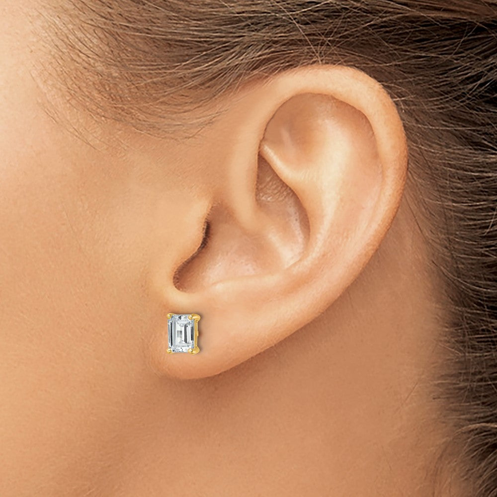 14K Yellow Gold 2 Ctw Lab Grown Diamond Vs+ F+ Emerald 4 Prong Heavy Wt. Stud Earrings