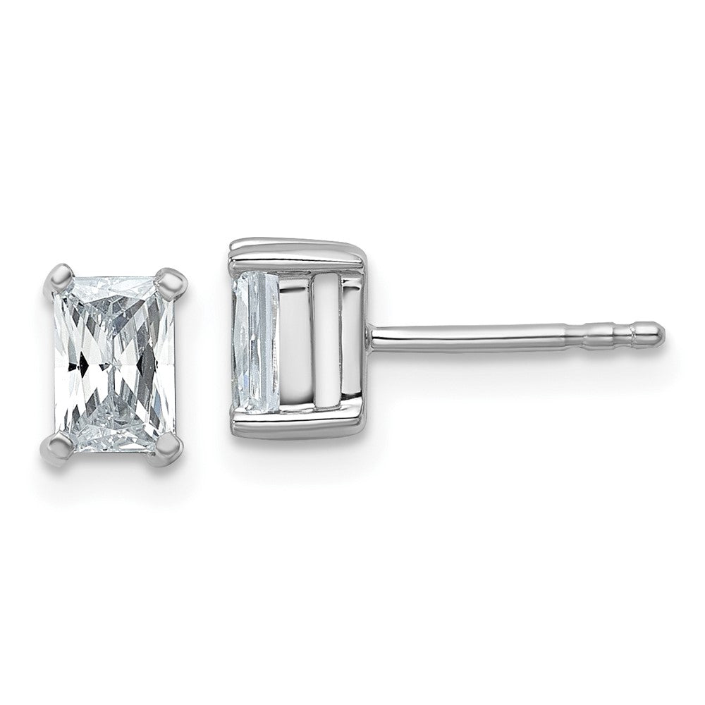 14K White Gold 1 Ctw Lab Grown Diamond Vs+ F+ Radiant 4 Prong Heavy Wt. Stud Earrings