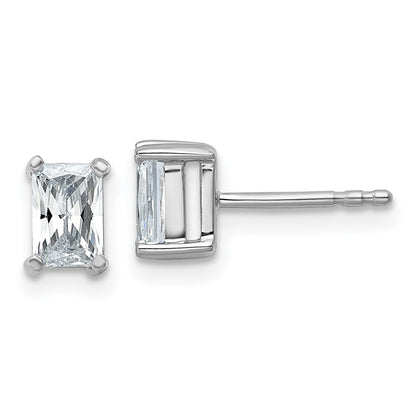 14K White Gold 1 Ctw Lab Grown Diamond Vs+ F+ Radiant 4 Prong Heavy Wt. Stud Earrings