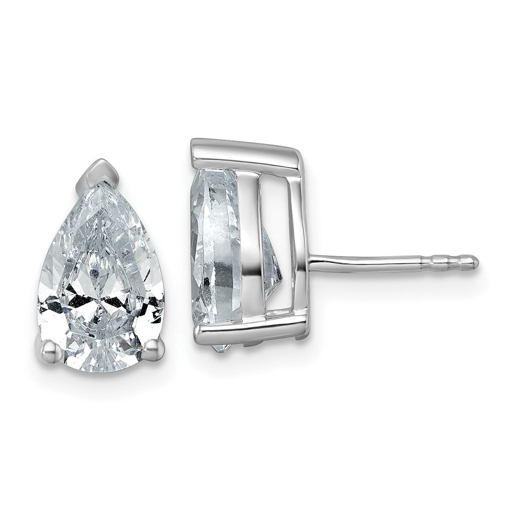14K White Gold 4 Ctw Lab Grown Diamond Vs+ F+ Pear Prong Heavy Wt. Stud Earrings