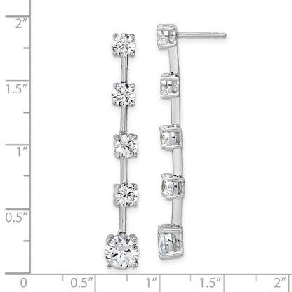 14K White Gold True Origin Round 5 Carat Lab Grown Diamond Vs Def Post Dangle Earrings