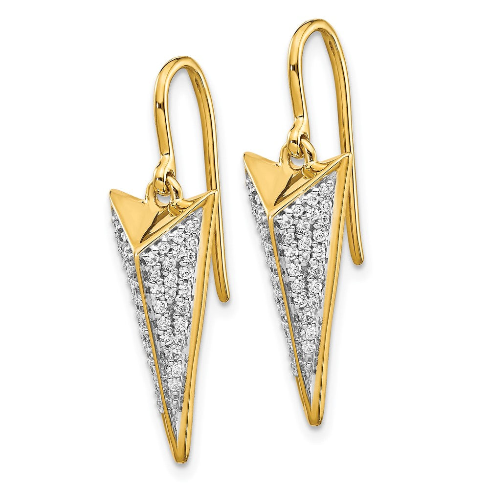 14k Yellow Gold Real Diamond Fancy Dangle Earrings