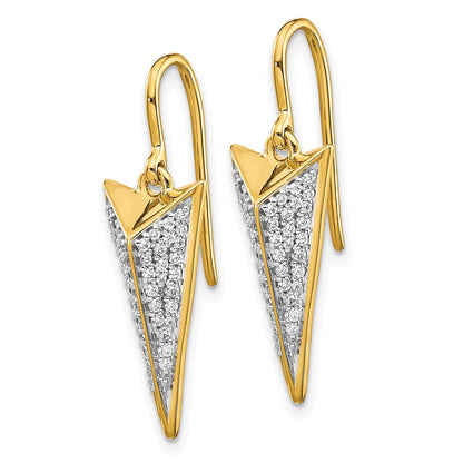 14k Yellow Gold Real Diamond Fancy Dangle Earrings