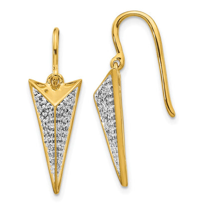 14k Yellow Gold Real Diamond Fancy Dangle Earrings
