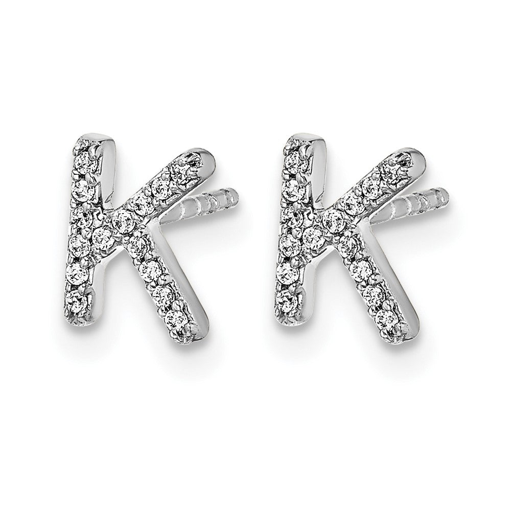14K White Gold Lab Grown VS/SI+ G+ Diamond Letter K Initial Post Earrings
