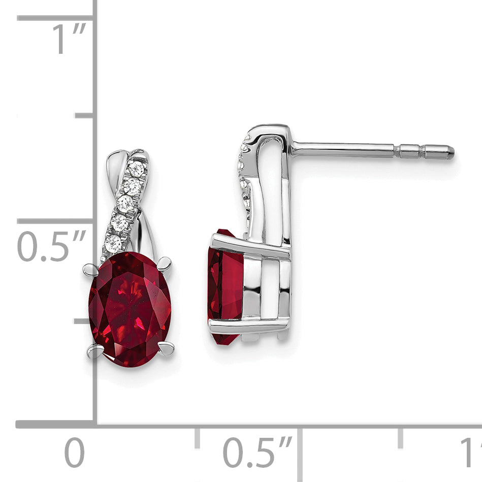 10K White Gold Ruby And Diamond Earrings