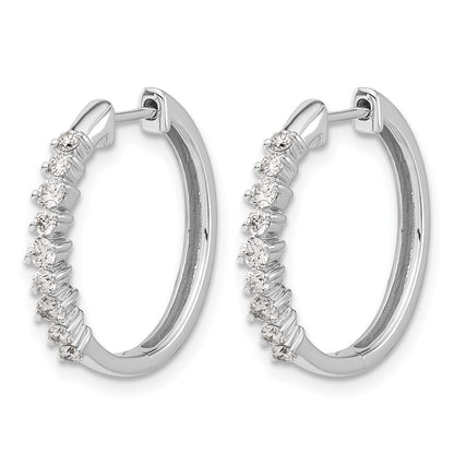 14k White Gold 1/2 Ct. Lab Grown Diamond VS/SI+ G+ Hinged Hoop Earrings