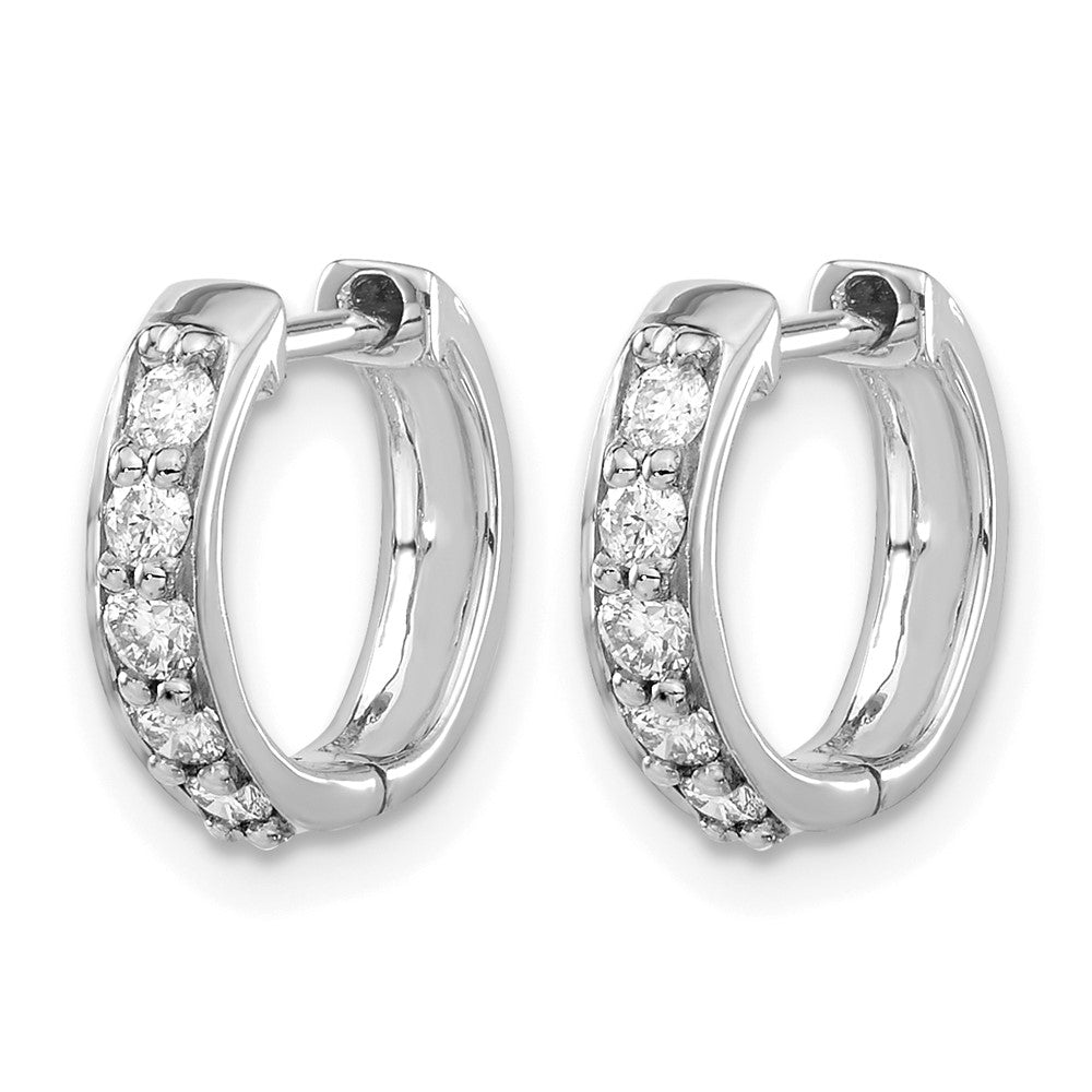 10K White Gold Diamond Hinged Hoop Earrings