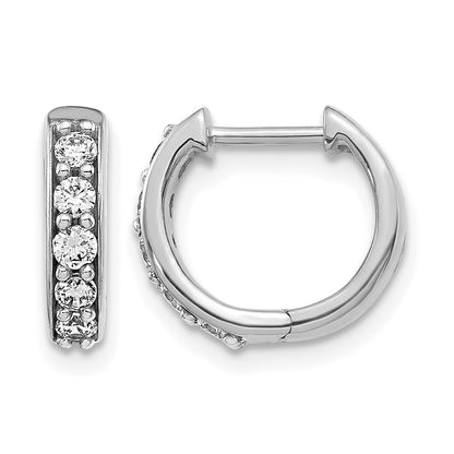 10K White Gold Diamond Hinged Hoop Earrings
