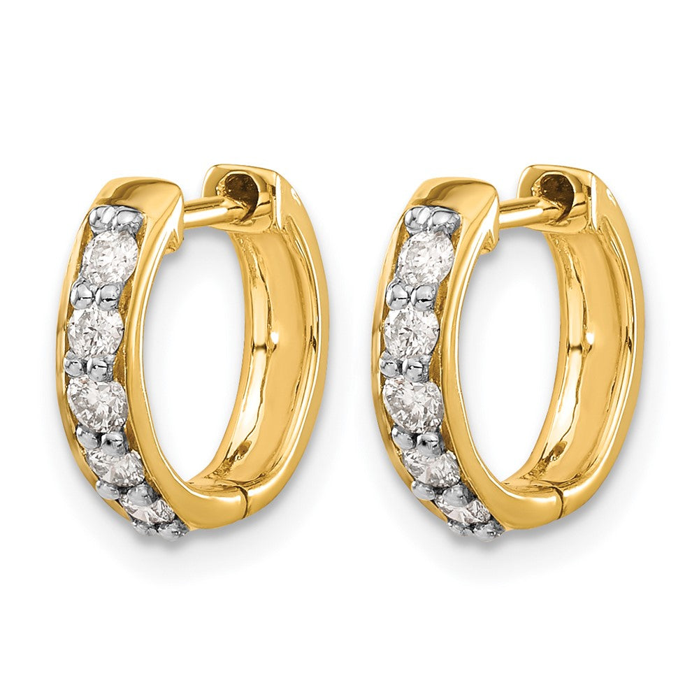10K Yellow Gold Diamond Hinged Hoop Earrings