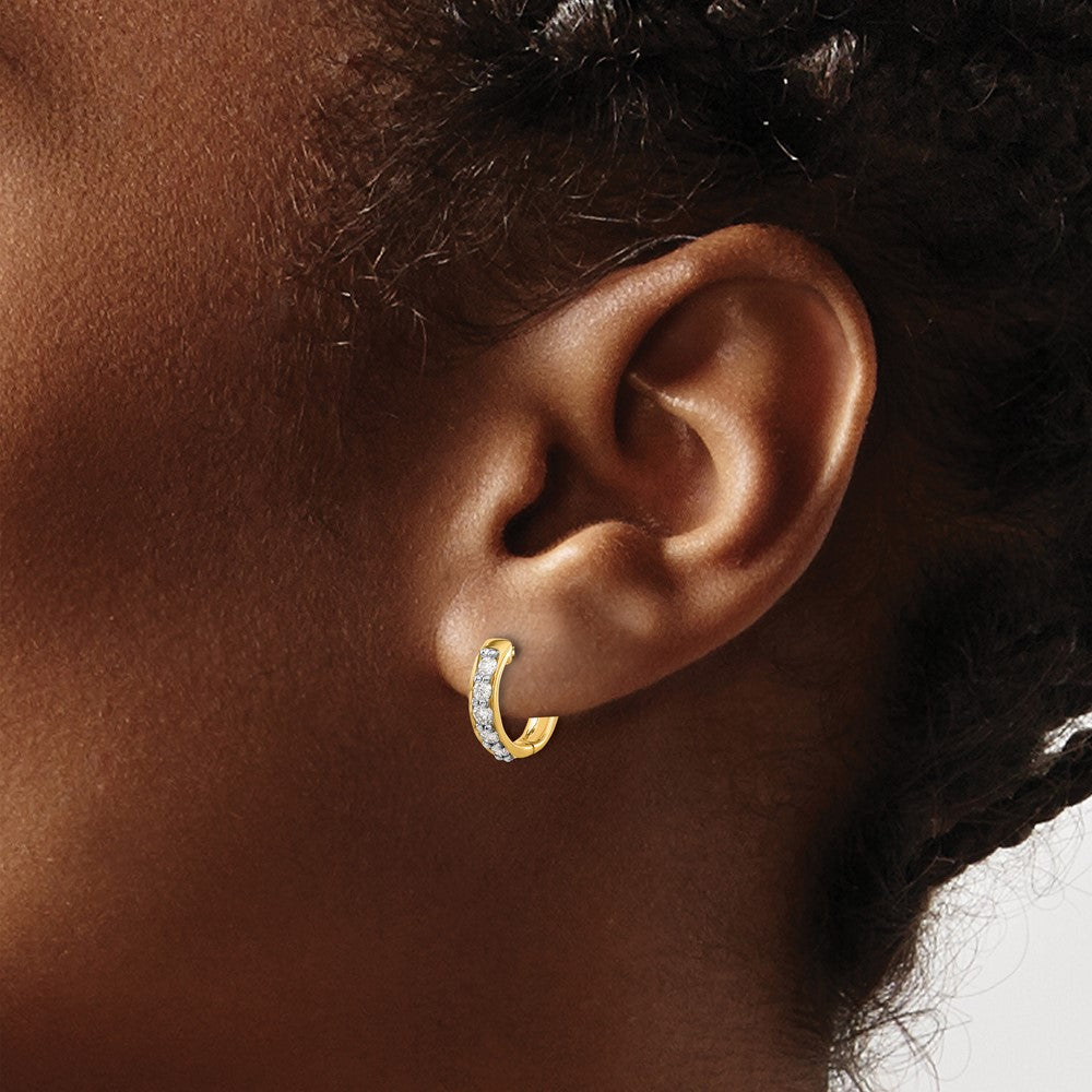 10K Yellow Gold Diamond Hinged Hoop Earrings