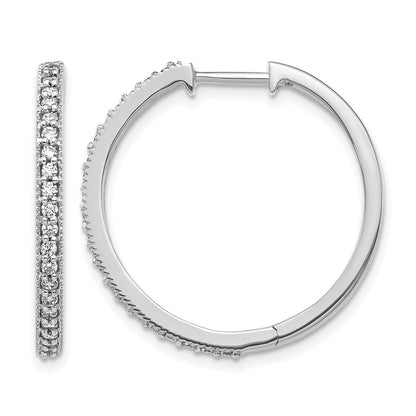 14k White Gold 1/2 Ct. Lab Grown Diamond VS/SI+ G+ Miligrain Hinged Hoop Earrings