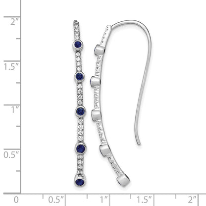 14K White Gold Lab Grown Diamond VS/SI+ G+ Created.Sapphire Threader Earrings