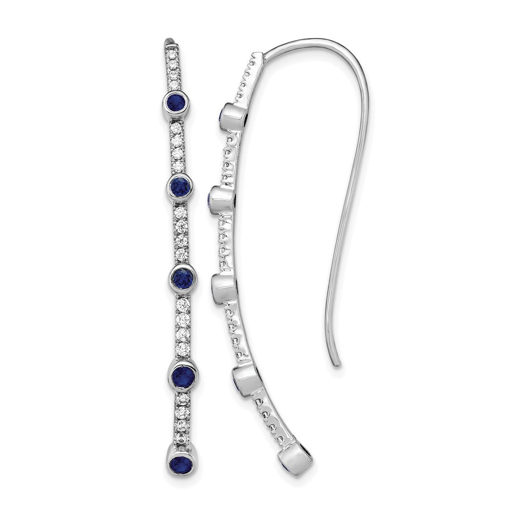 14K White Gold Lab Grown Diamond VS/SI+ G+ Created.Sapphire Threader Earrings