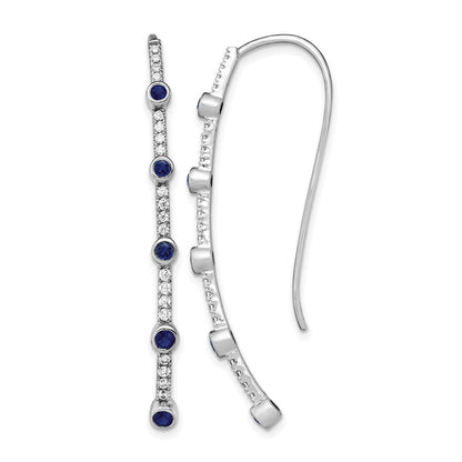 14K White Gold Lab Grown Diamond VS/SI+ G+ Created.Sapphire Threader Earrings