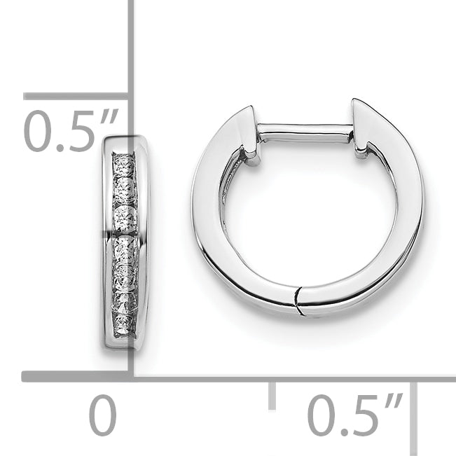 10K White Gold Diamond Hinged Hoop Earrings