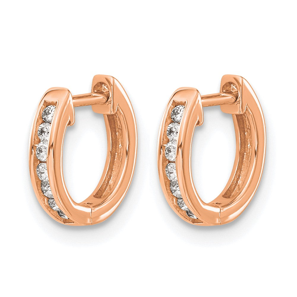 14k Rose Gold 1/8 Ct. Lab Grown Diamond VS/SI+ G+ Hinged Hoop Earrings