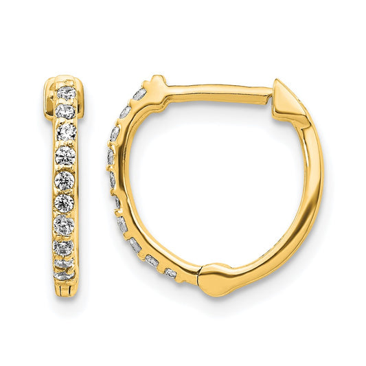 10K Yellow Gold Diamond Hinged Hoop Earrings